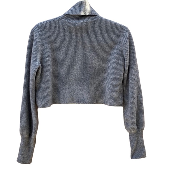 Reformation Luisa Women's Crop Ribbed Cashmere Turtleneck Gray Size Medium - Picture 3 of 5